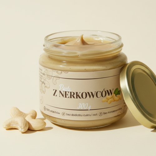 Pasta z prażonych nerkowców 100% 300 g – naturalna, kremowa, w szkle