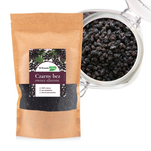 Czarny bez owoce suszone 100 g – naturalny surowiec do naparów i przetworów