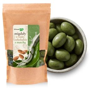 Migdały w białej czekoladzie z matchą 250 g– chrupiąca przekąska premium