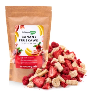 Mix liofilizowanych owoców banan & truskawka 100 g | Zdrowa przekąska dla dzieci