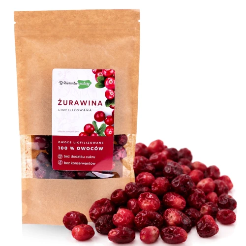 Żurawina liofilizowana całe owoce 20 g - zdrowa przekąska, naturalna moc