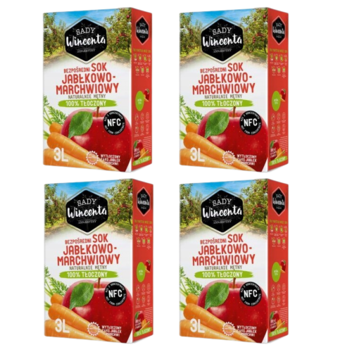 4x sok jabłkowo - marchwiowy 3l tłoczony NFC 