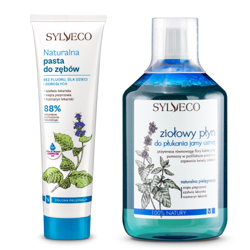 Pasta do zębów bez fluoru + płyn do płukania jamy ustnej z ksylitolem